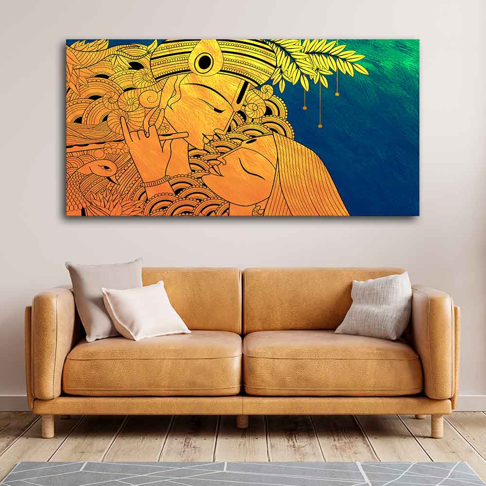 Beautiful Radha Krishna Modern Art Wall Painting - Image 3