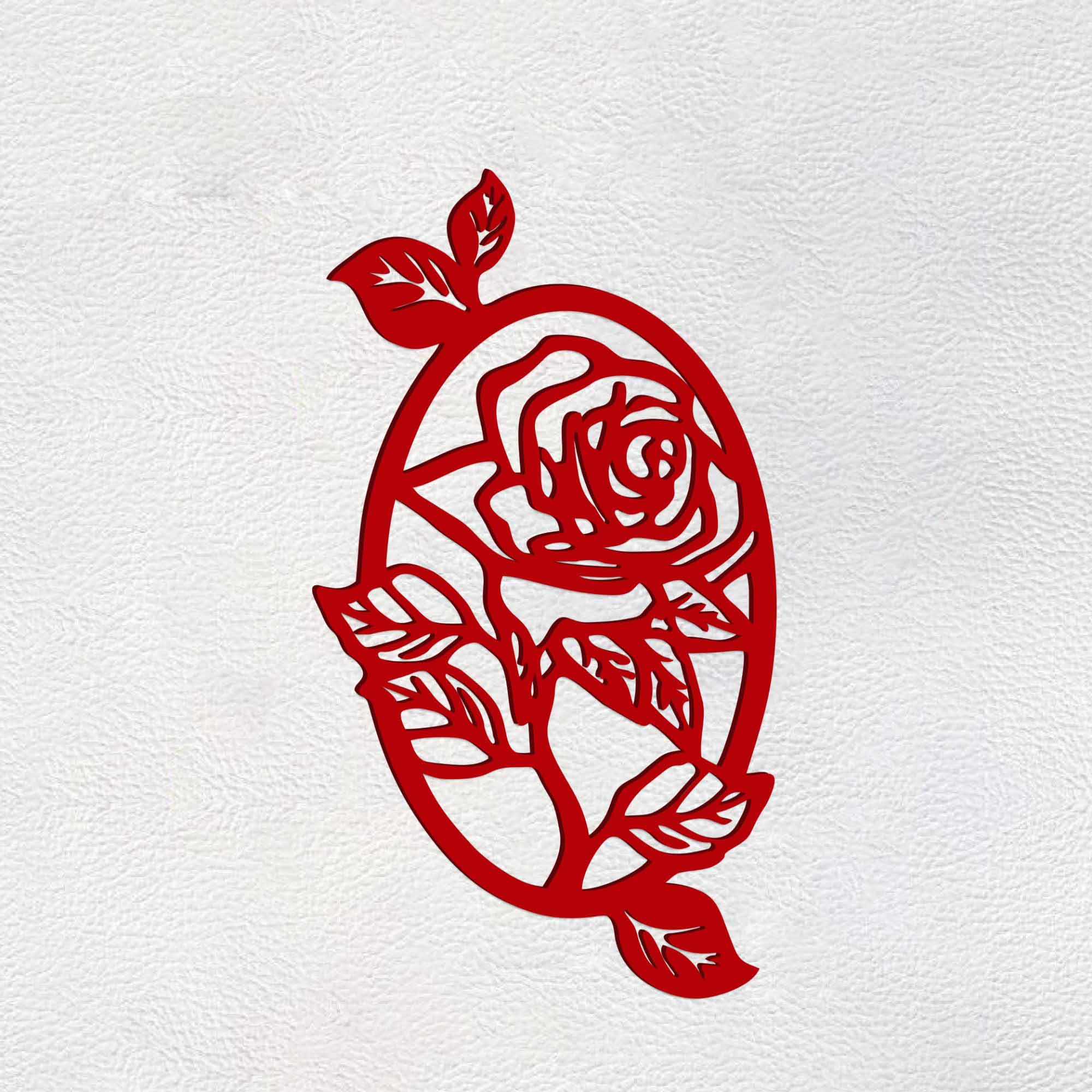 Beautiful Red Rose in Oval Shape Design Premium Quality Wooden Wall Hanging - Image 6