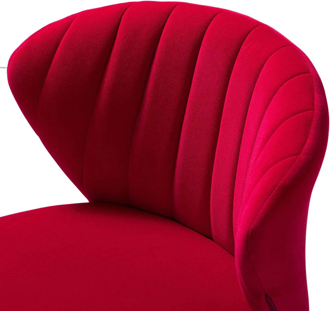 Beautiful Red Velvet Tufted Luxury Lounge Chair - Image 2