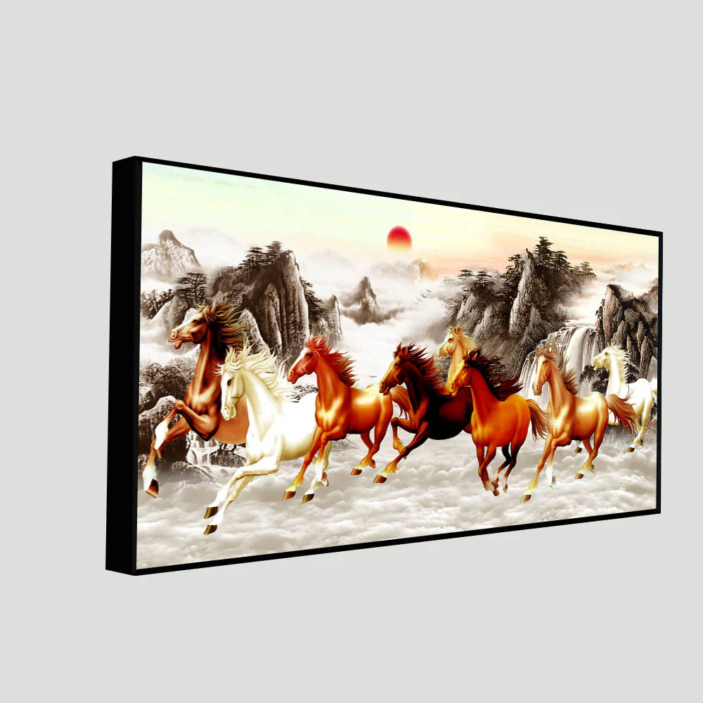 Beautiful Running Horses at Sunset Premium Canvas Wall Painting - Image 5