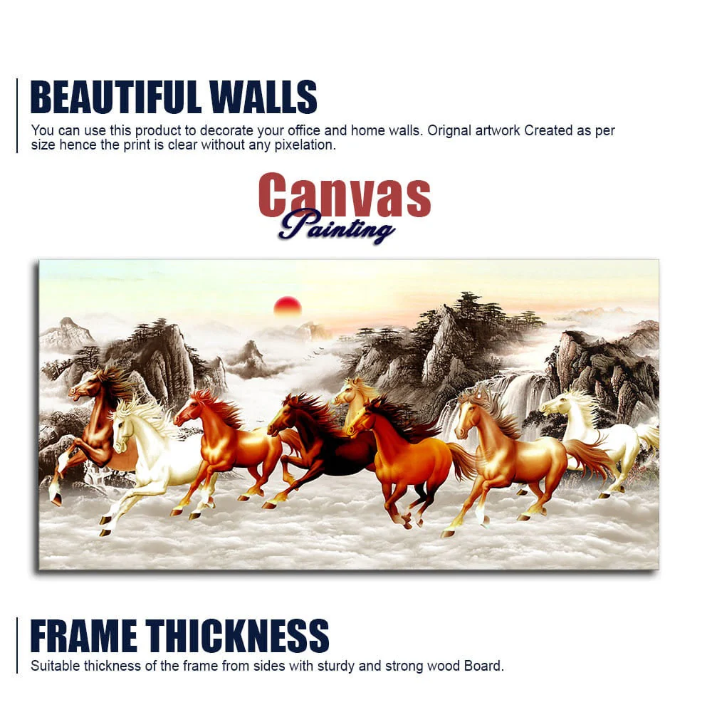 Beautiful Running Horses at Sunset Premium Canvas Wall Painting - Image 6