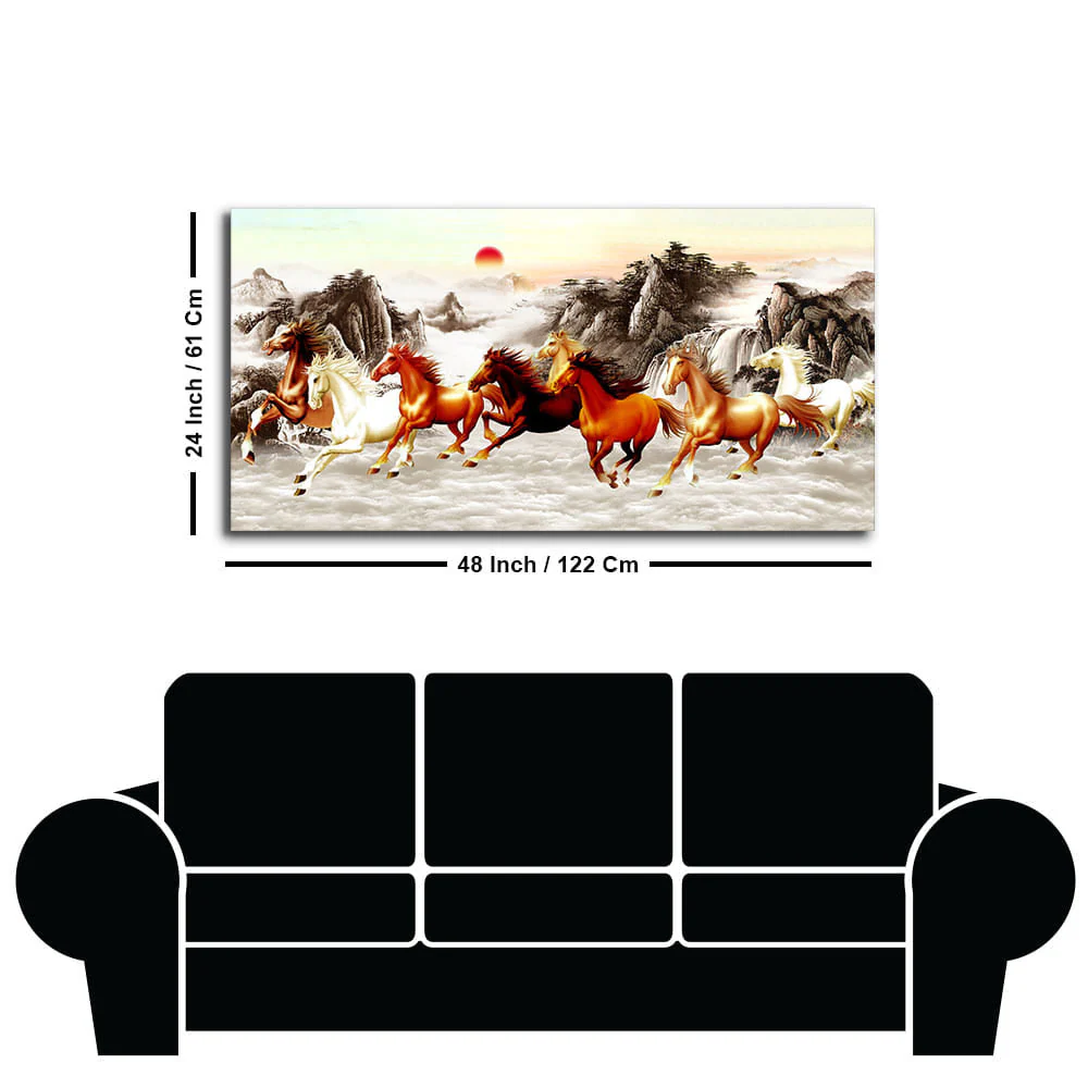 Beautiful Running Horses at Sunset Premium Canvas Wall Painting - Image 7