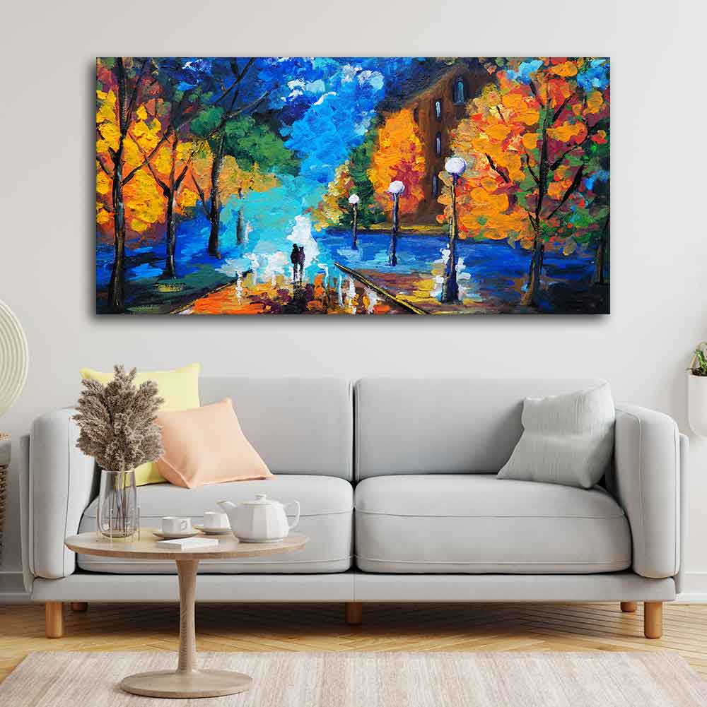 Beautiful Scenery of Couple Dating Canvas Wall Painting - Image 2