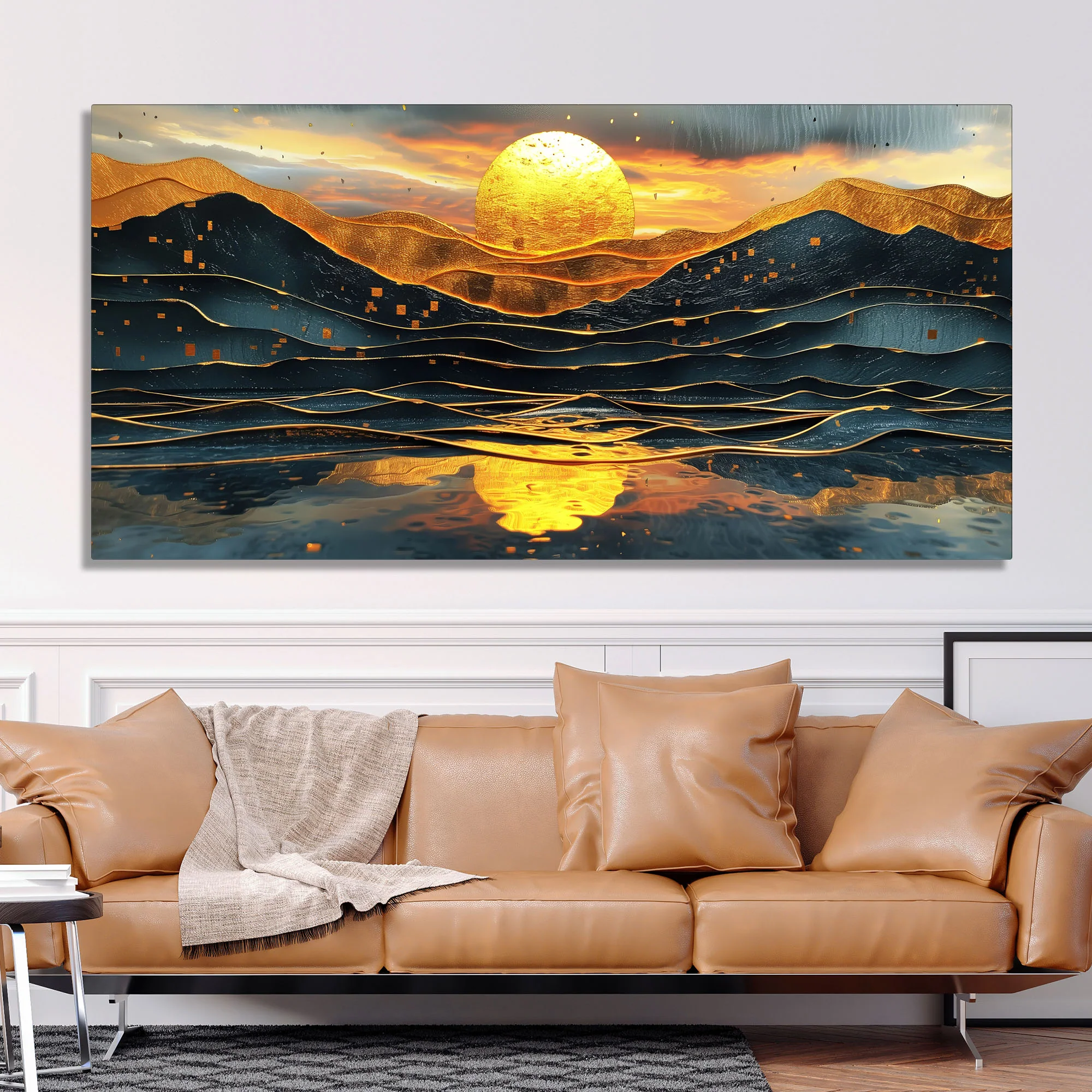 Beautiful Scenery of Mountain At Sunset Canvas Wall Painting - Image 2