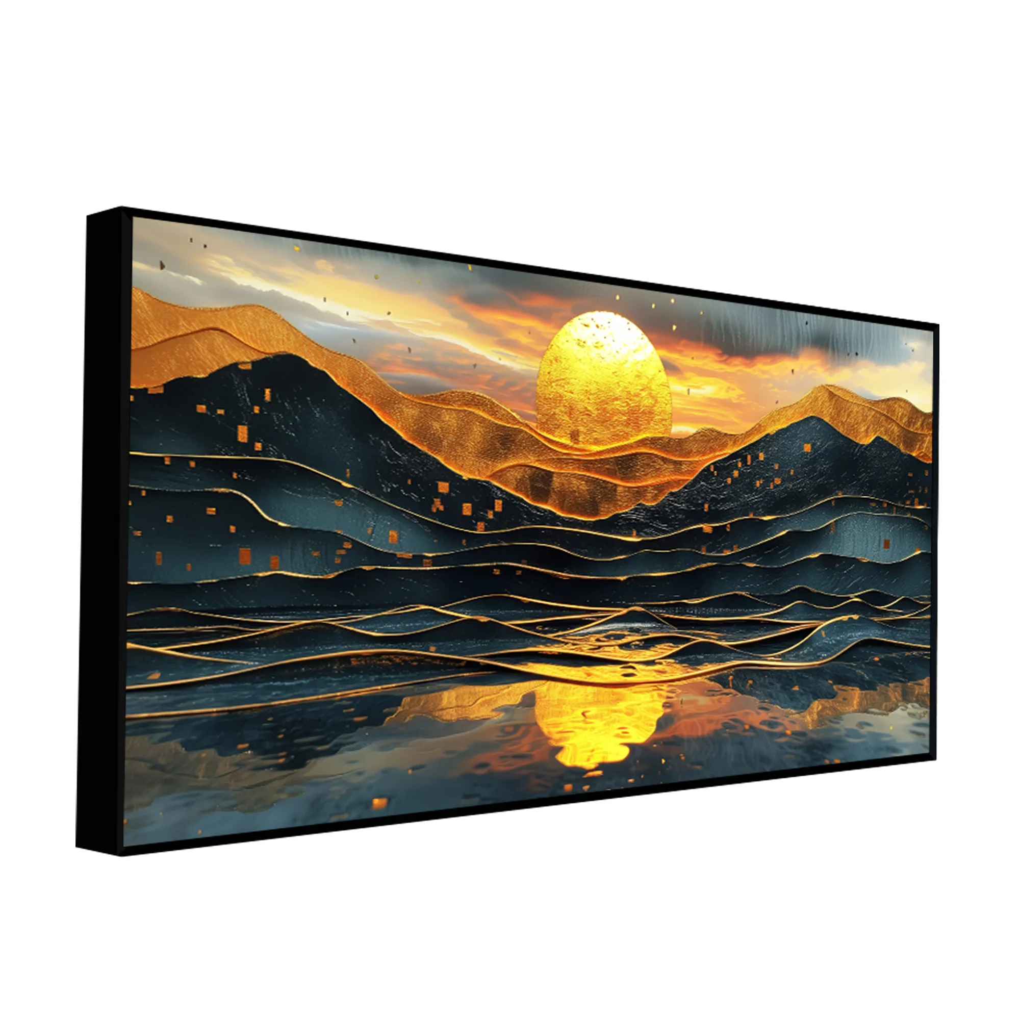 Beautiful Scenery of Mountain At Sunset Canvas Wall Painting - Image 4