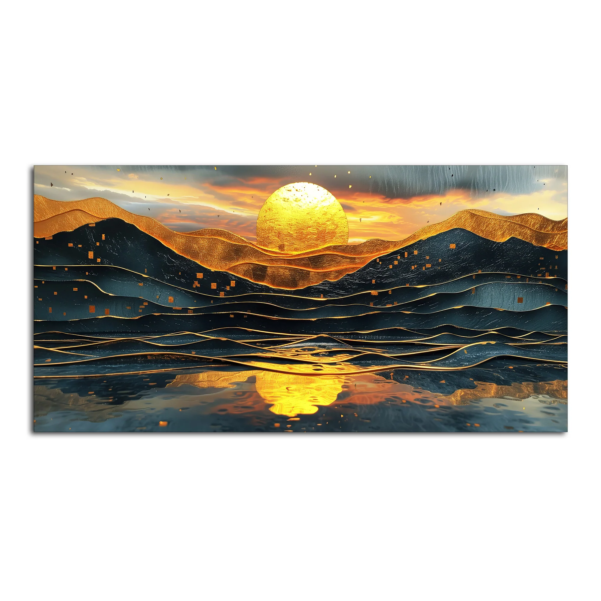 Beautiful Scenery of Mountain At Sunset Canvas Wall Painting - Image 5