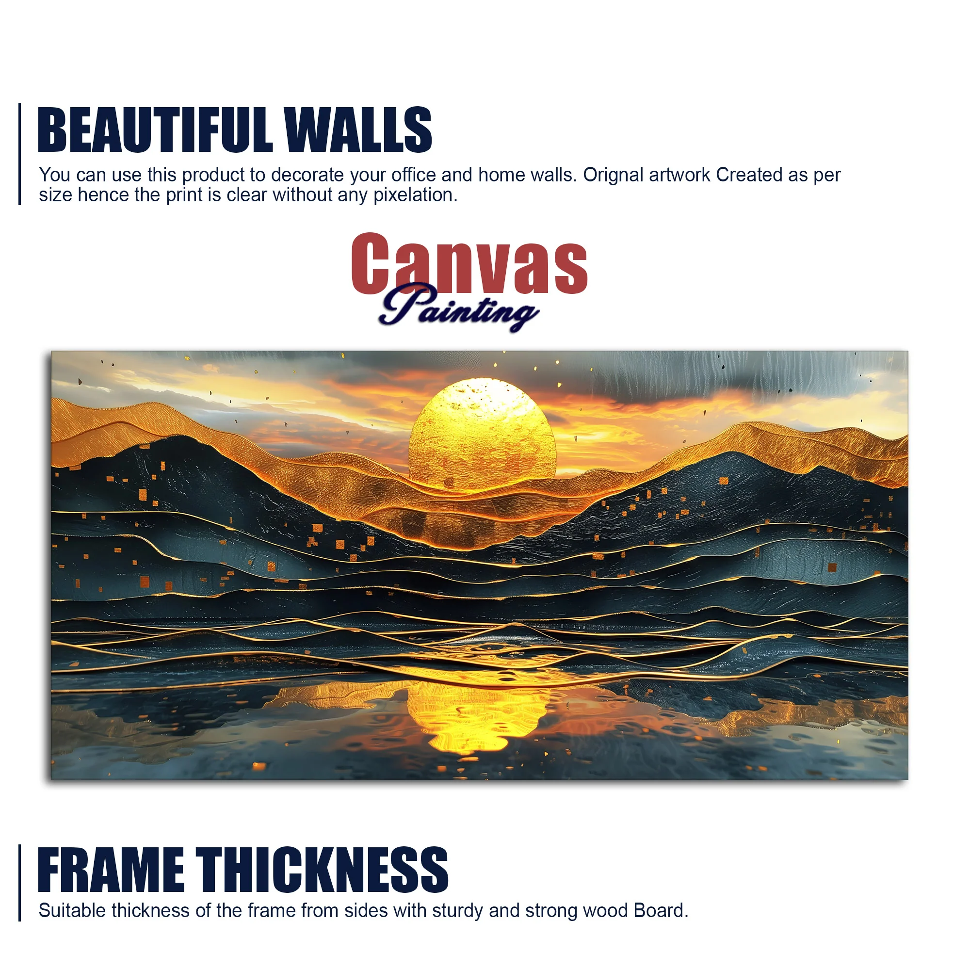 Beautiful Scenery of Mountain At Sunset Canvas Wall Painting - Image 6