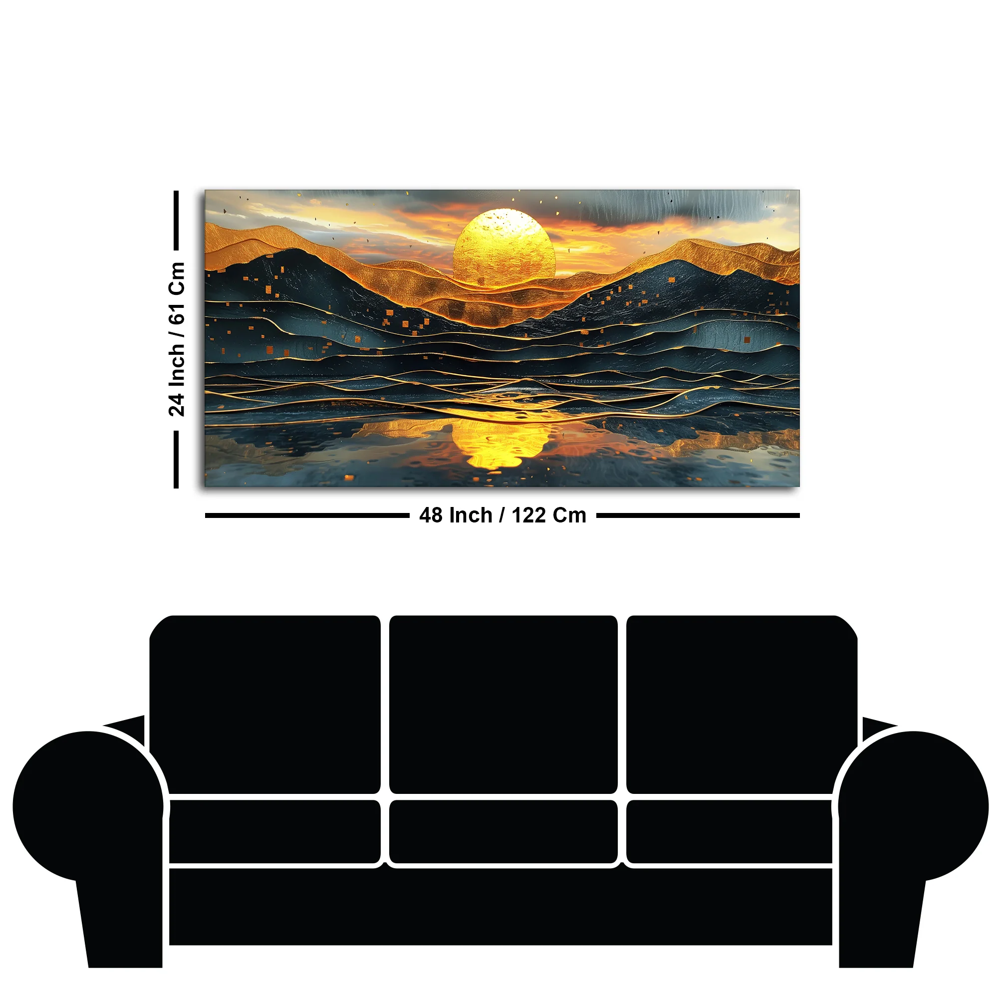 Beautiful Scenery of Mountain At Sunset Canvas Wall Painting - Image 7