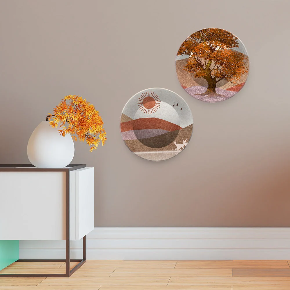 Beautiful Scenery of Mountain Landscape with Tree Hanging Plates of Two Pieces - Image 3