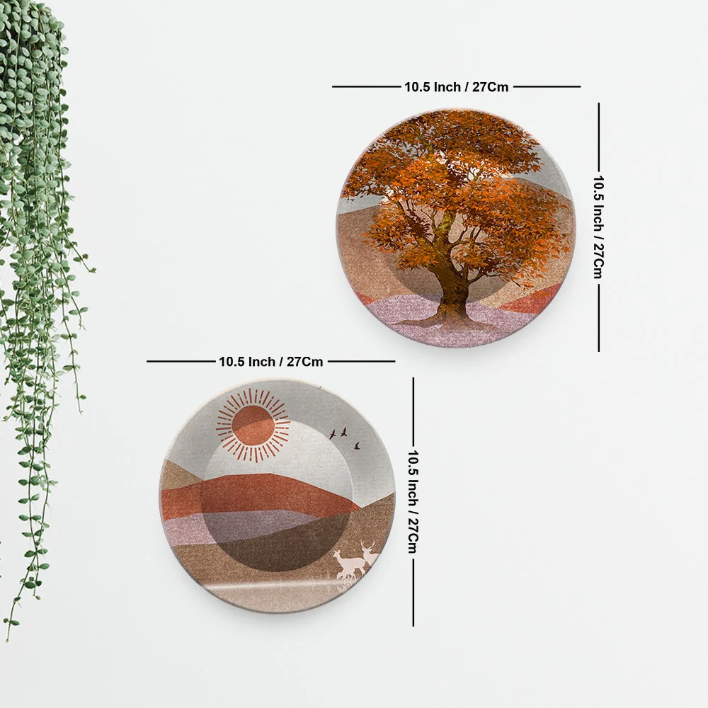 Beautiful Scenery of Mountain Landscape with Tree Hanging Plates of Two Pieces - Image 6