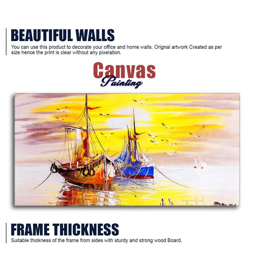 Beautiful Scenery of Sailing Ship on the Ocean Wall Painting - Image 6