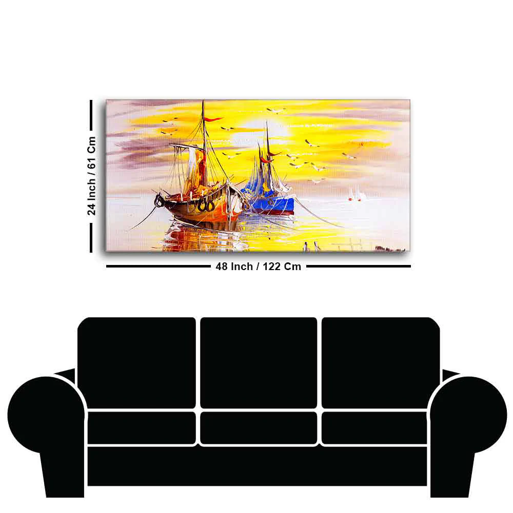 Beautiful Scenery of Sailing Ship on the Ocean Wall Painting - Image 7