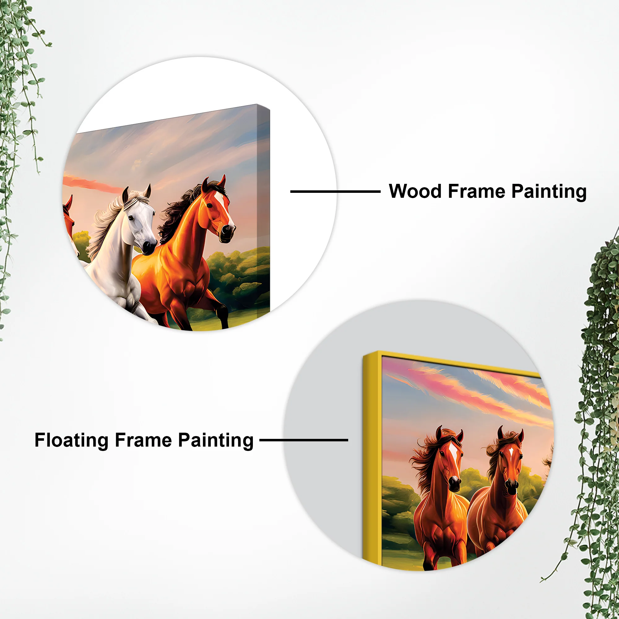 Beautiful Scenery of Seven Horses Canvas Wall Painting - Image 5