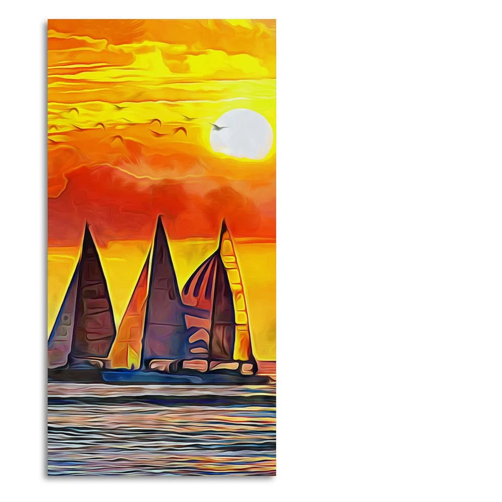 Beautiful Seascape with Sunset Wall Painting - Image 4