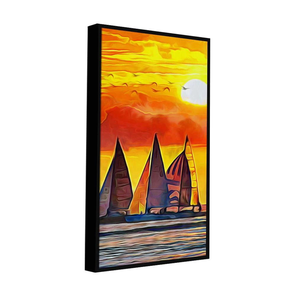 Beautiful Seascape with Sunset Wall Painting - Image 5