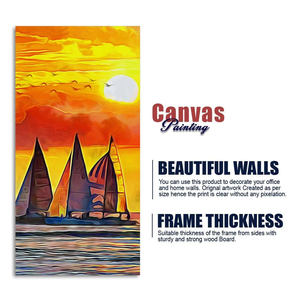 Beautiful Seascape with Sunset Wall Painting - Image 6