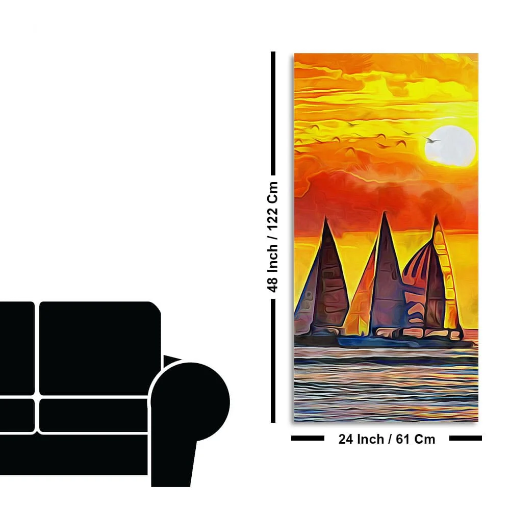 Beautiful Seascape with Sunset Wall Painting - Image 7