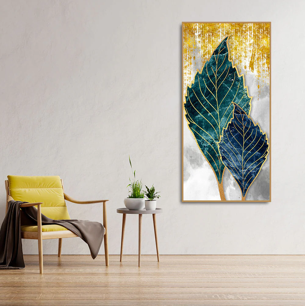 Beautiful Shiny Golden Leaves Premium Canvas Wall Painting - Image 3