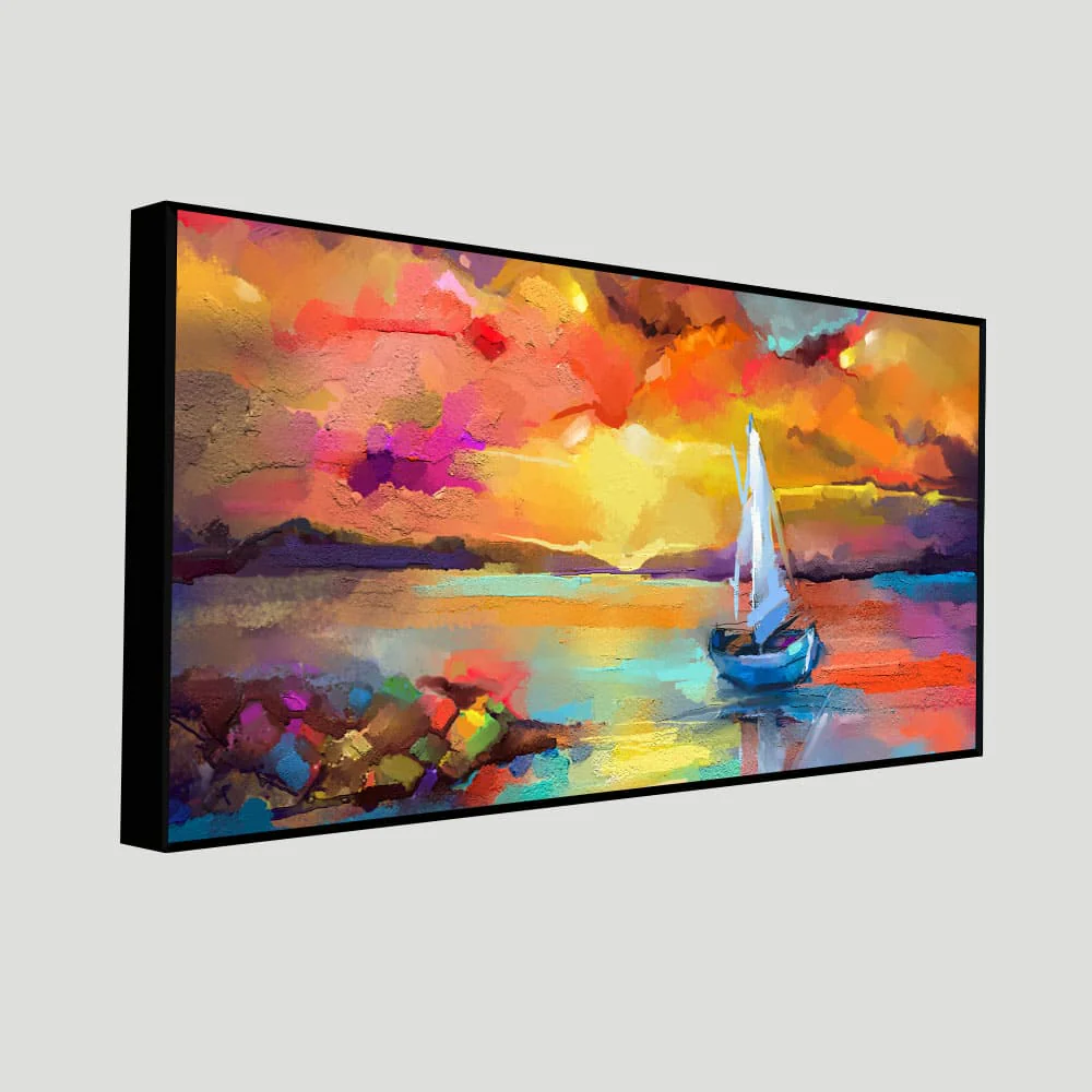 Beautiful Ship in the Ocean Abstract Scenery Canvas Wall Painting - Image 5