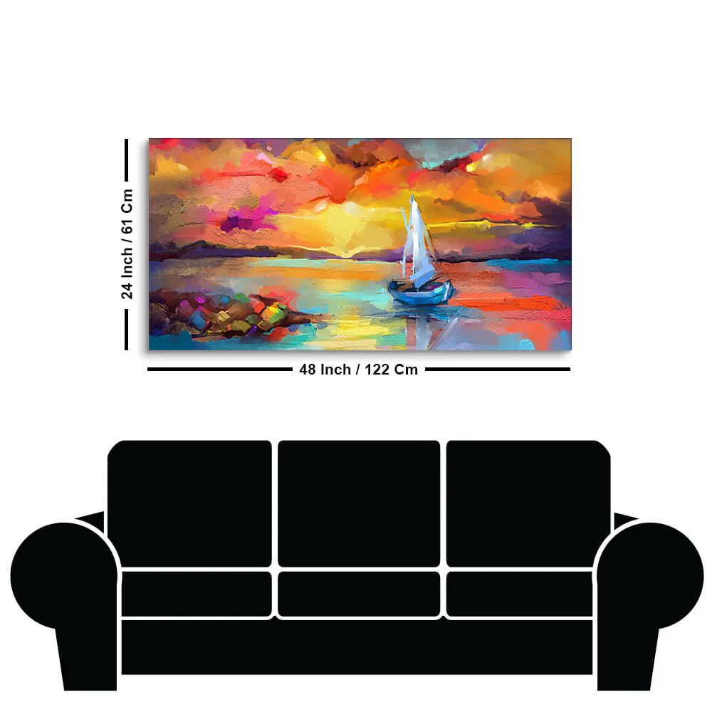 Beautiful Ship in the Ocean Abstract Scenery Canvas Wall Painting - Image 7