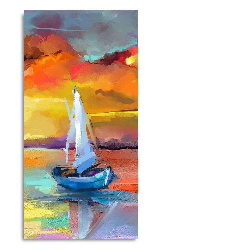 Beautiful Ship in the Ocean Abstract Scenery Premium Canvas Wall Painting - Image 4