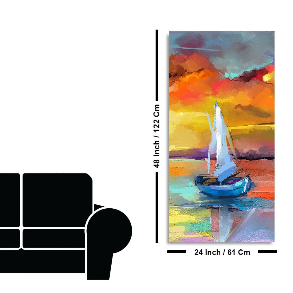 Beautiful Ship in the Ocean Abstract Scenery Premium Canvas Wall Painting - Image 7