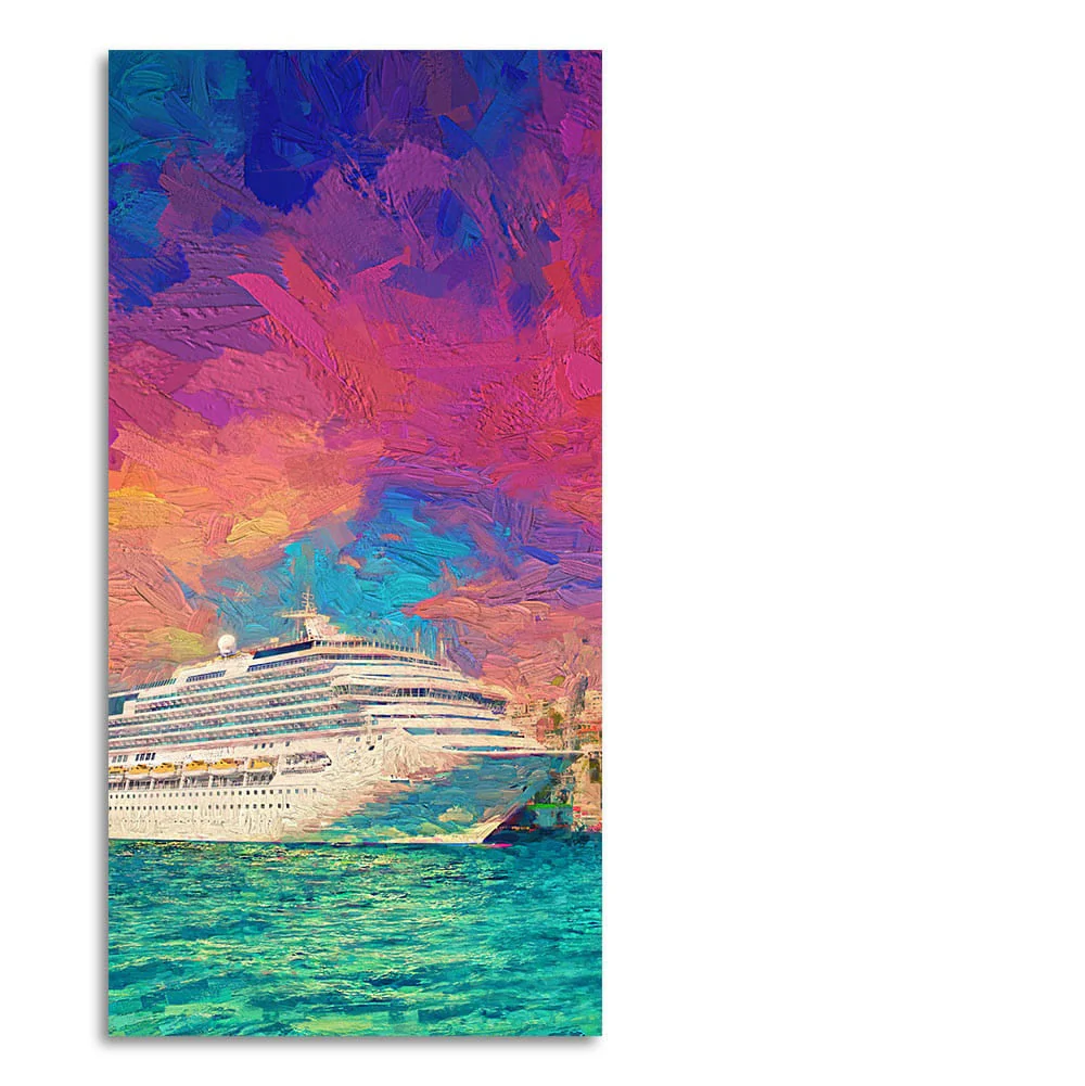 Beautiful Ship in the Sea Scenery Premium Canvas Wall Painting - Image 4