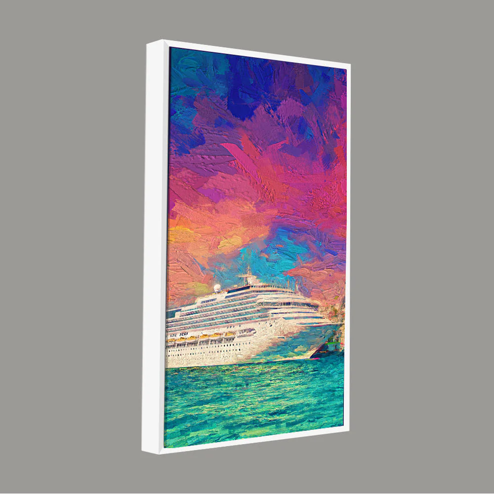 Beautiful Ship in the Sea Scenery Premium Canvas Wall Painting - Image 5