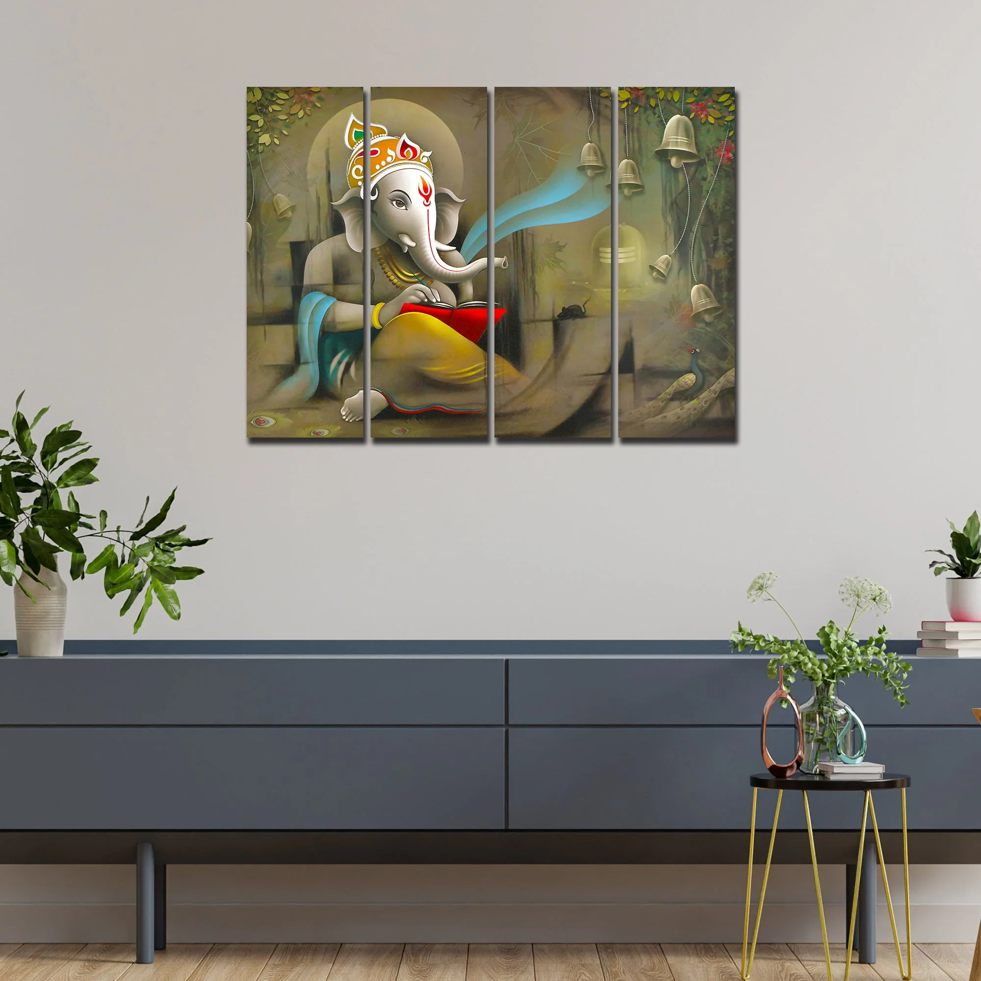 Beautiful Shree Ganesh Premium Wall Painting Set of 4 - Image 2