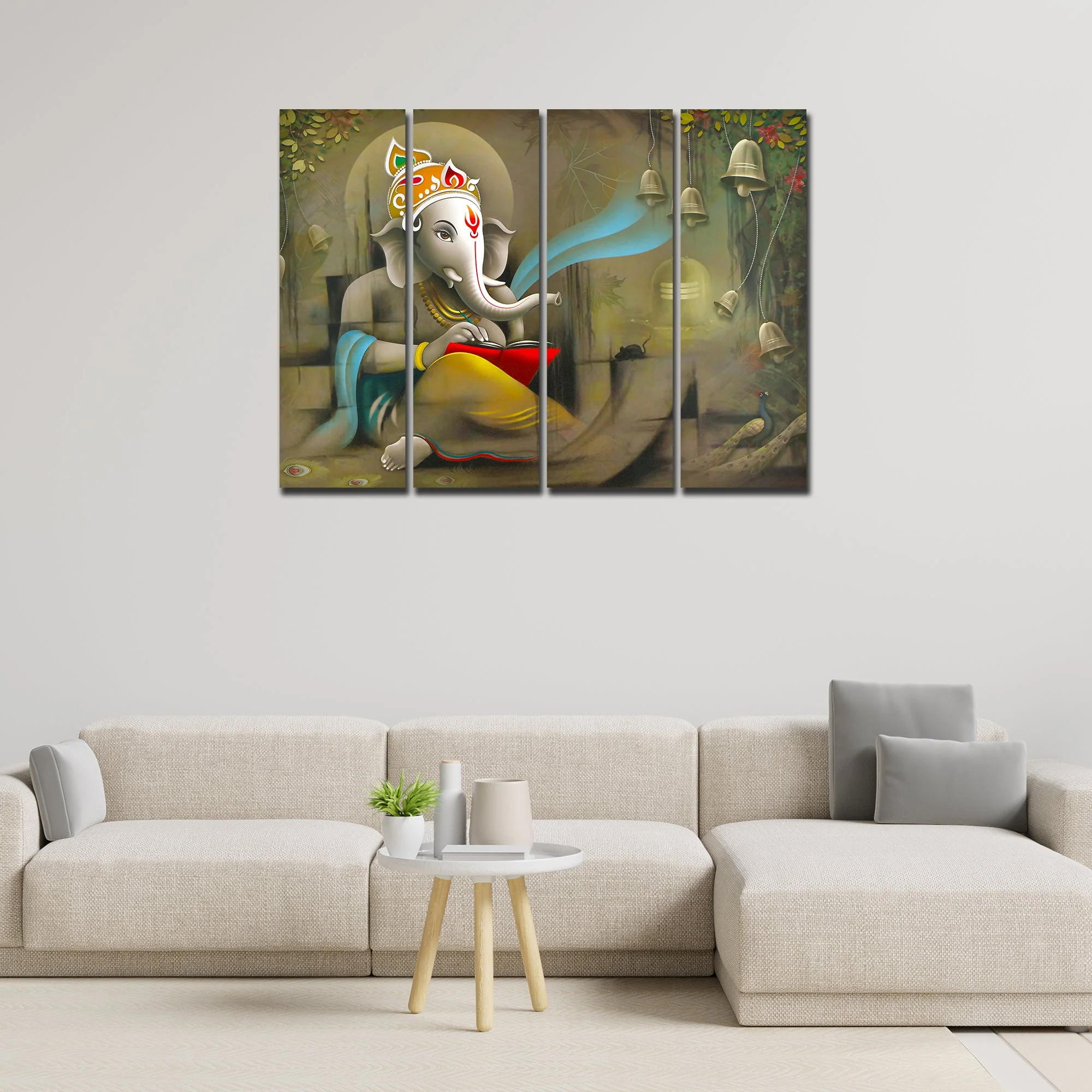 Beautiful Shree Ganesh Premium Wall Painting Set of 4 - Image 3
