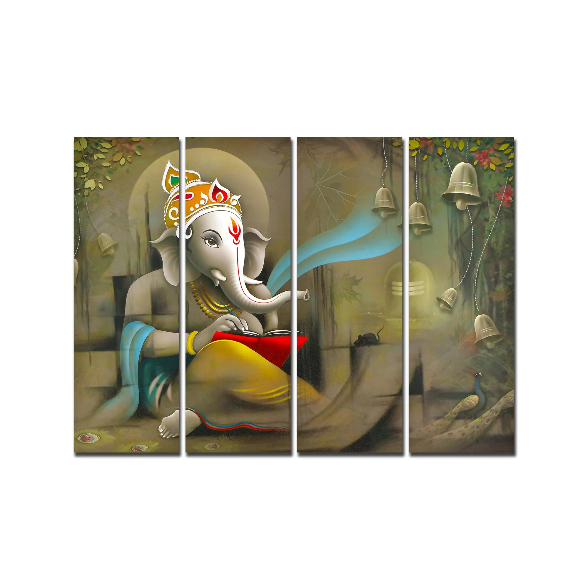 Beautiful Shree Ganesh Premium Wall Painting Set of 4 - Image 4