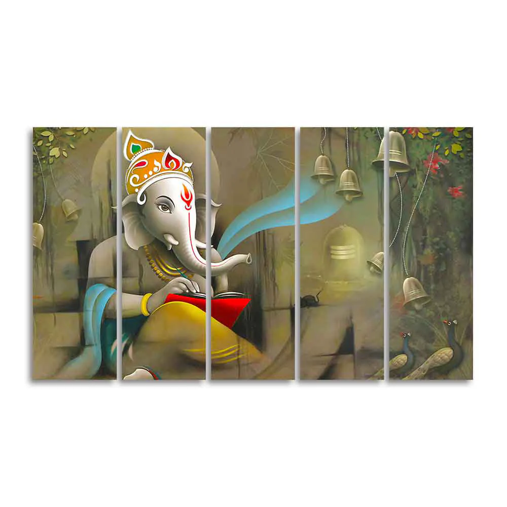 Beautiful Shree Ganesh Premium Wall Painting Set of Five - Image 4