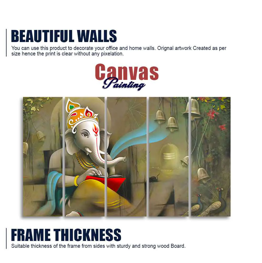 Beautiful Shree Ganesh Premium Wall Painting Set of Five - Image 5