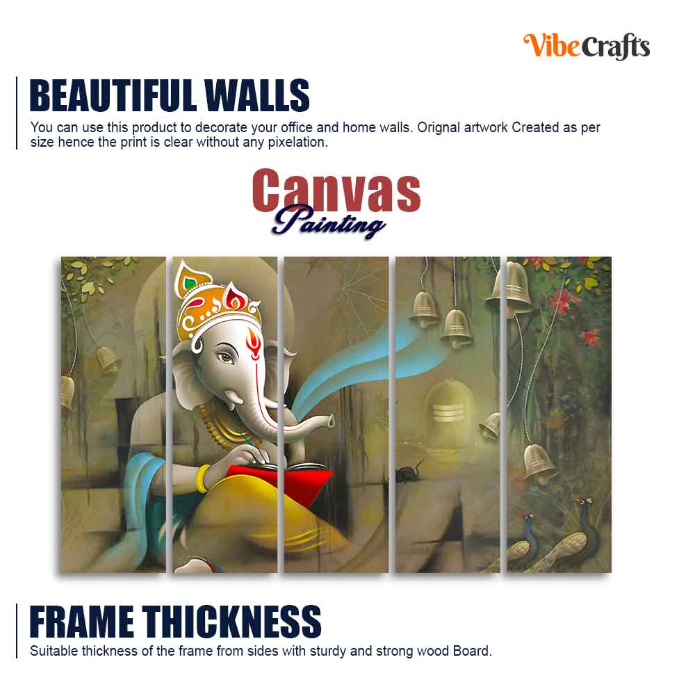 Beautiful Shree Ganesh Premium Wall Painting Set of Five - Image 5