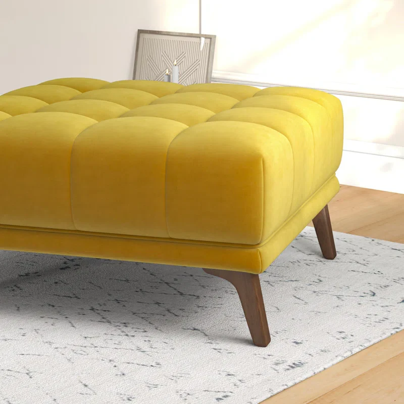 Beautiful Square Shape Yellow Color Ottoman - Image 5