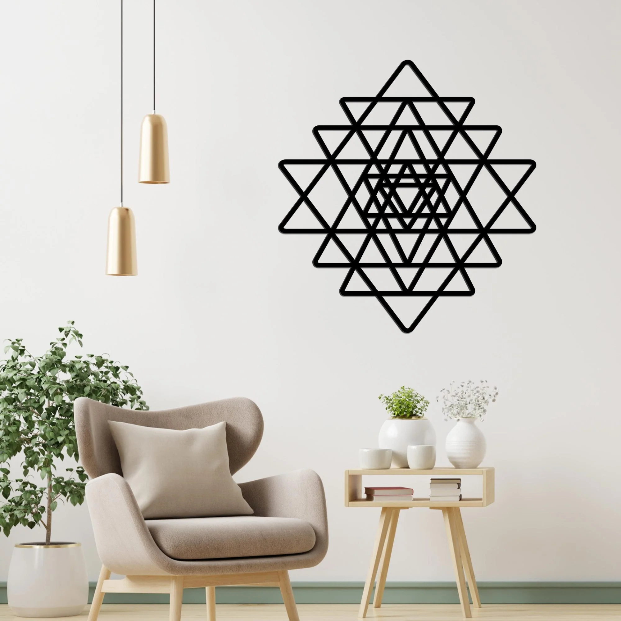 Beautiful Sri Yantra Black Color Design Wooden Wall Hanging - Image 3