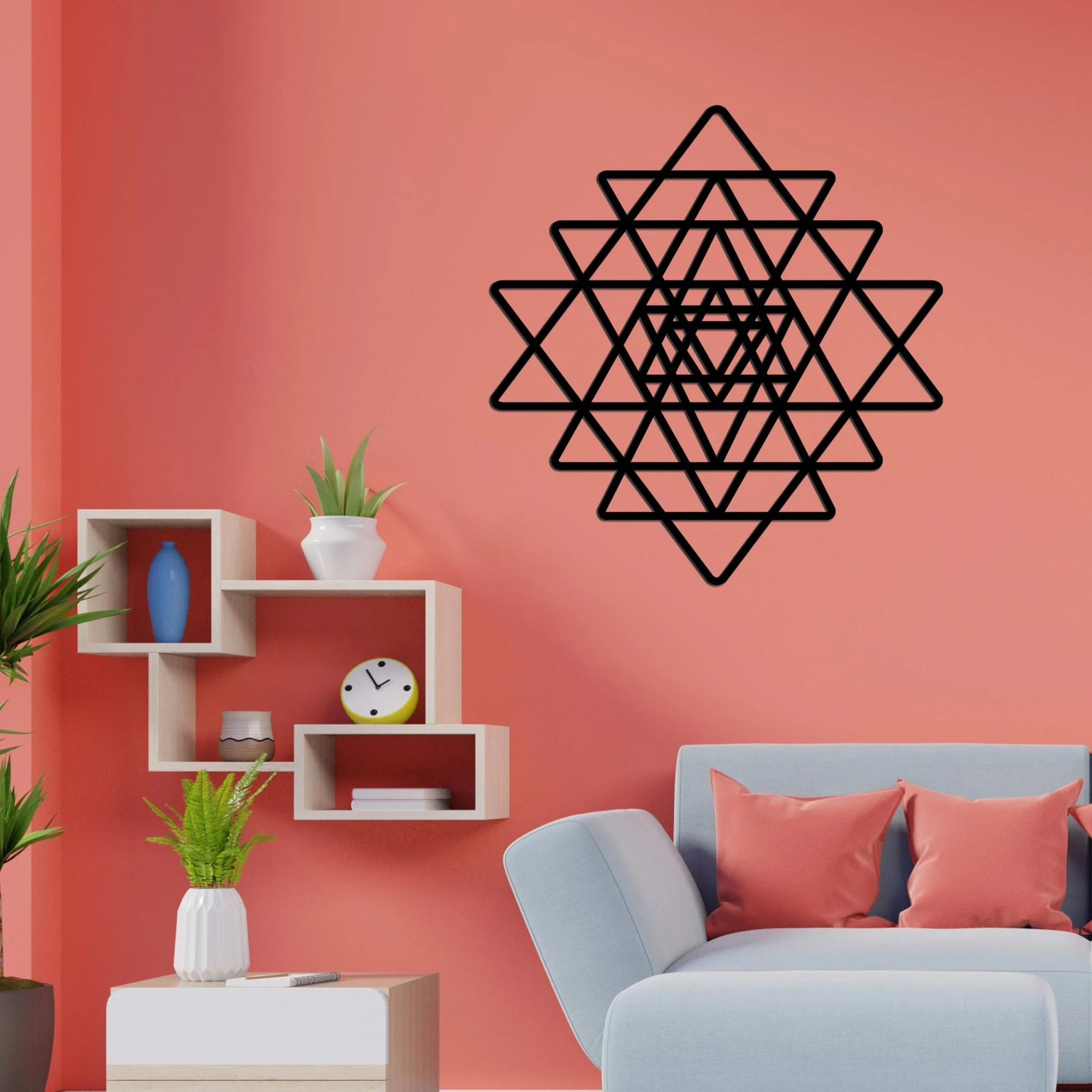 Beautiful Sri Yantra Black Color Design Wooden Wall Hanging - Image 4