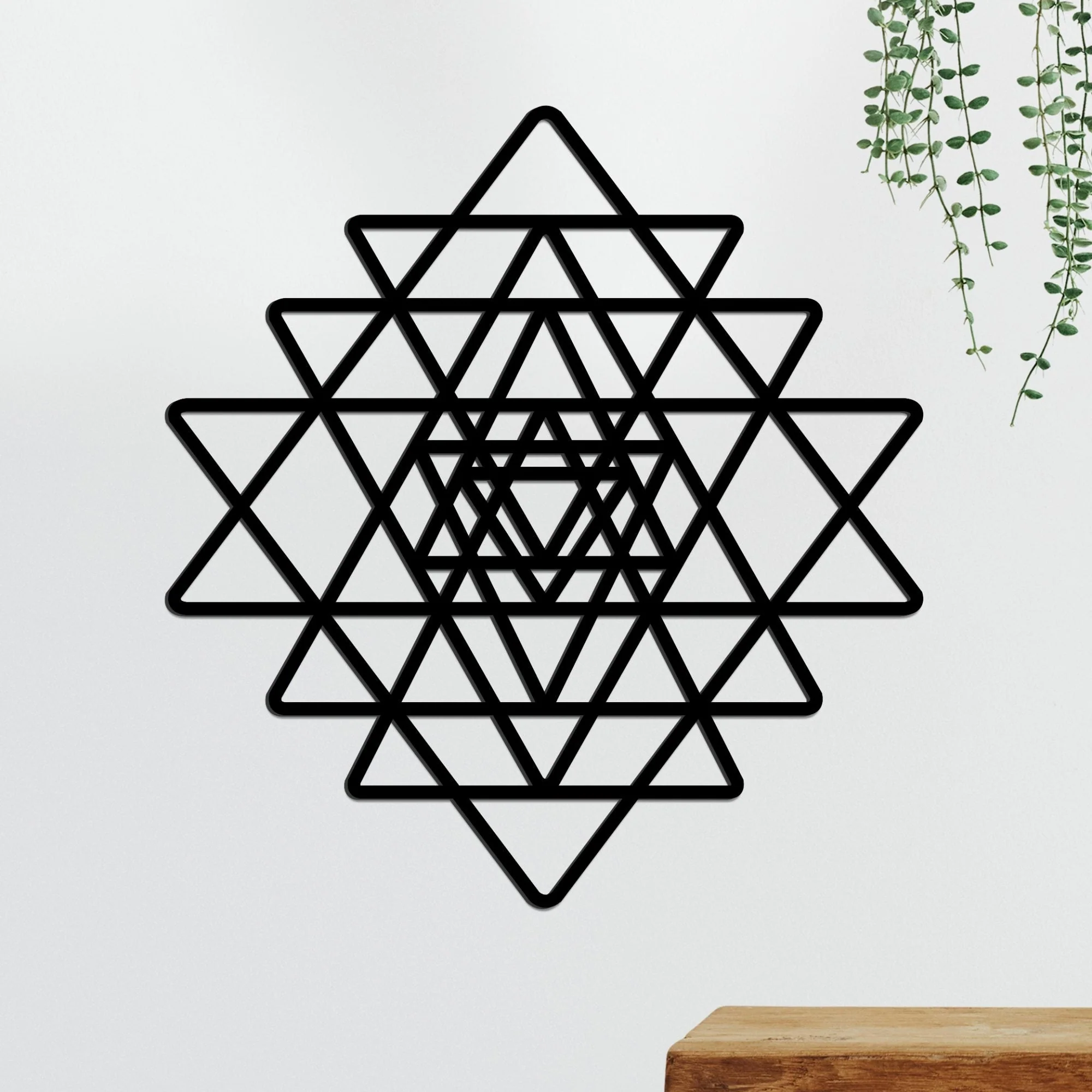 Beautiful Sri Yantra Black Color Design Wooden Wall Hanging - Image 5