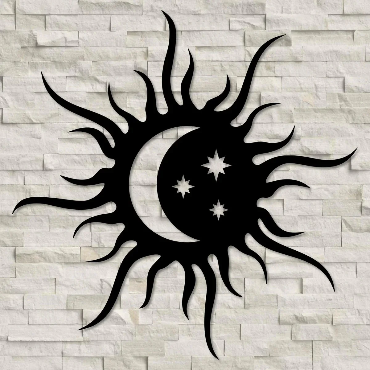 Beautiful Sun Moon and Stars Metal Art Wall Decor - Image 2