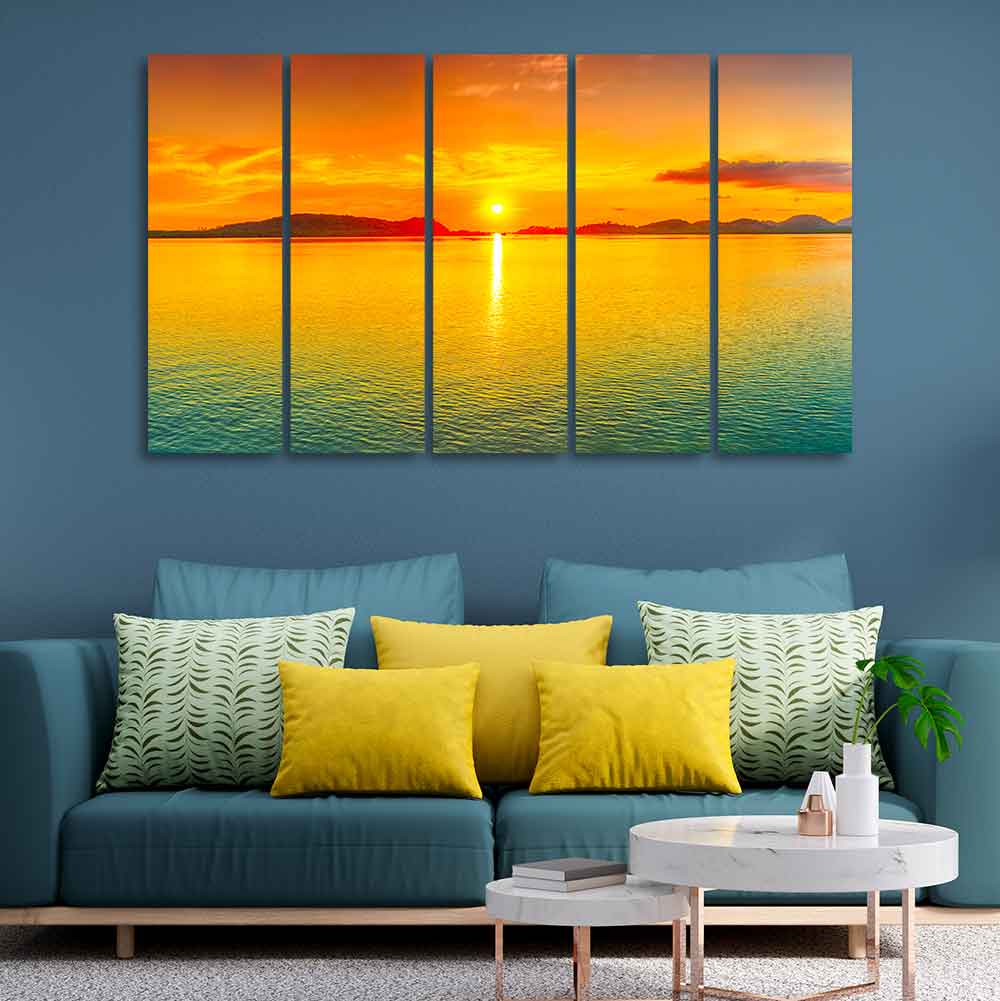 Beautiful Sunset Horizon Five Pieces Canvas wall Painting - Image 2