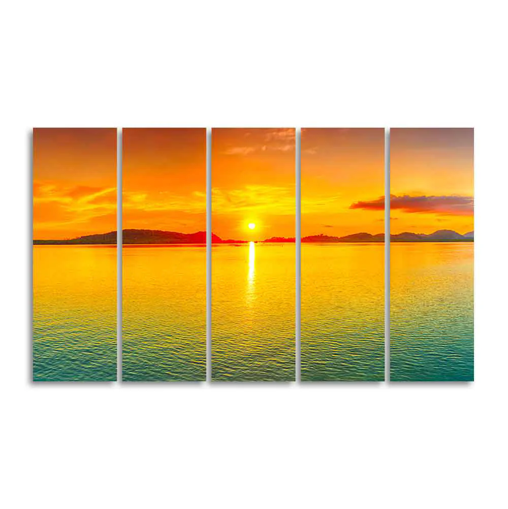 Beautiful Sunset Horizon Five Pieces Canvas wall Painting - Image 4