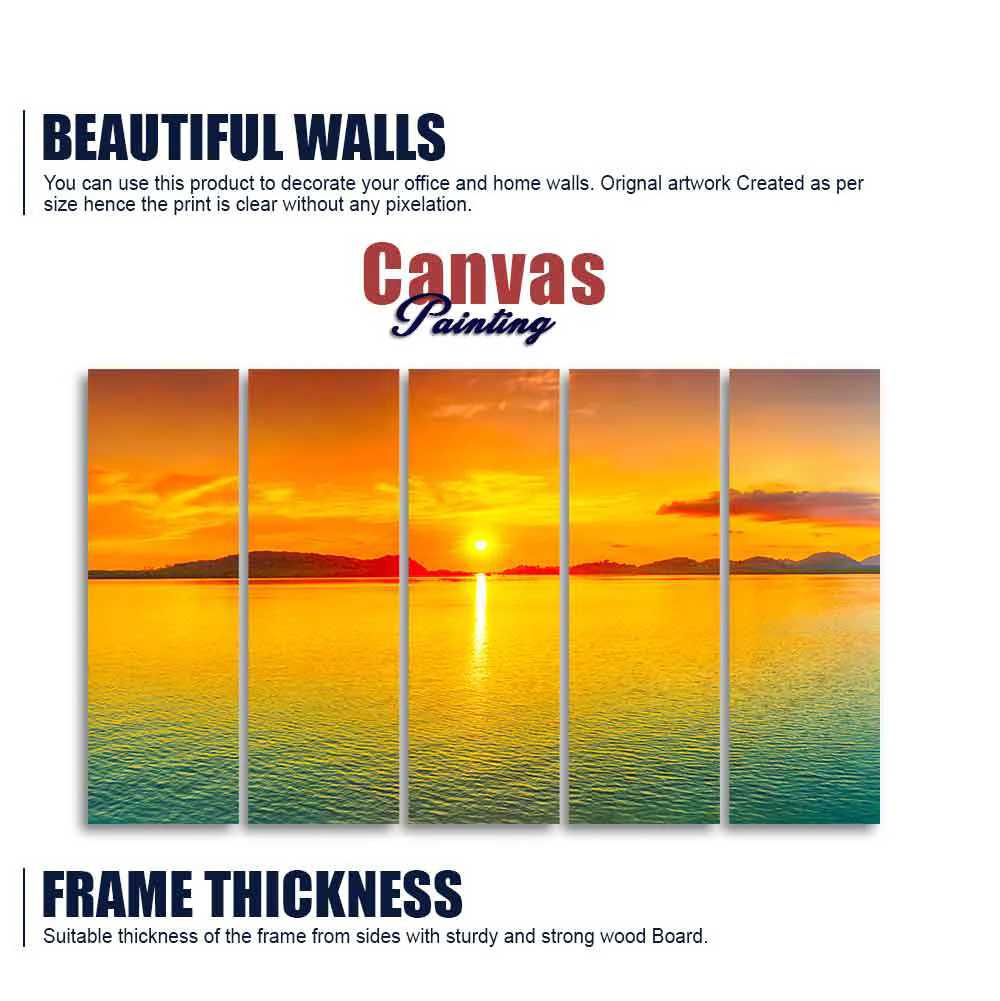 Beautiful Sunset Horizon Five Pieces Canvas wall Painting - Image 5