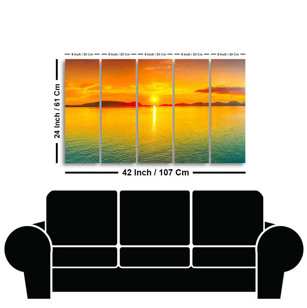 Beautiful Sunset Horizon Five Pieces Canvas wall Painting - Image 6