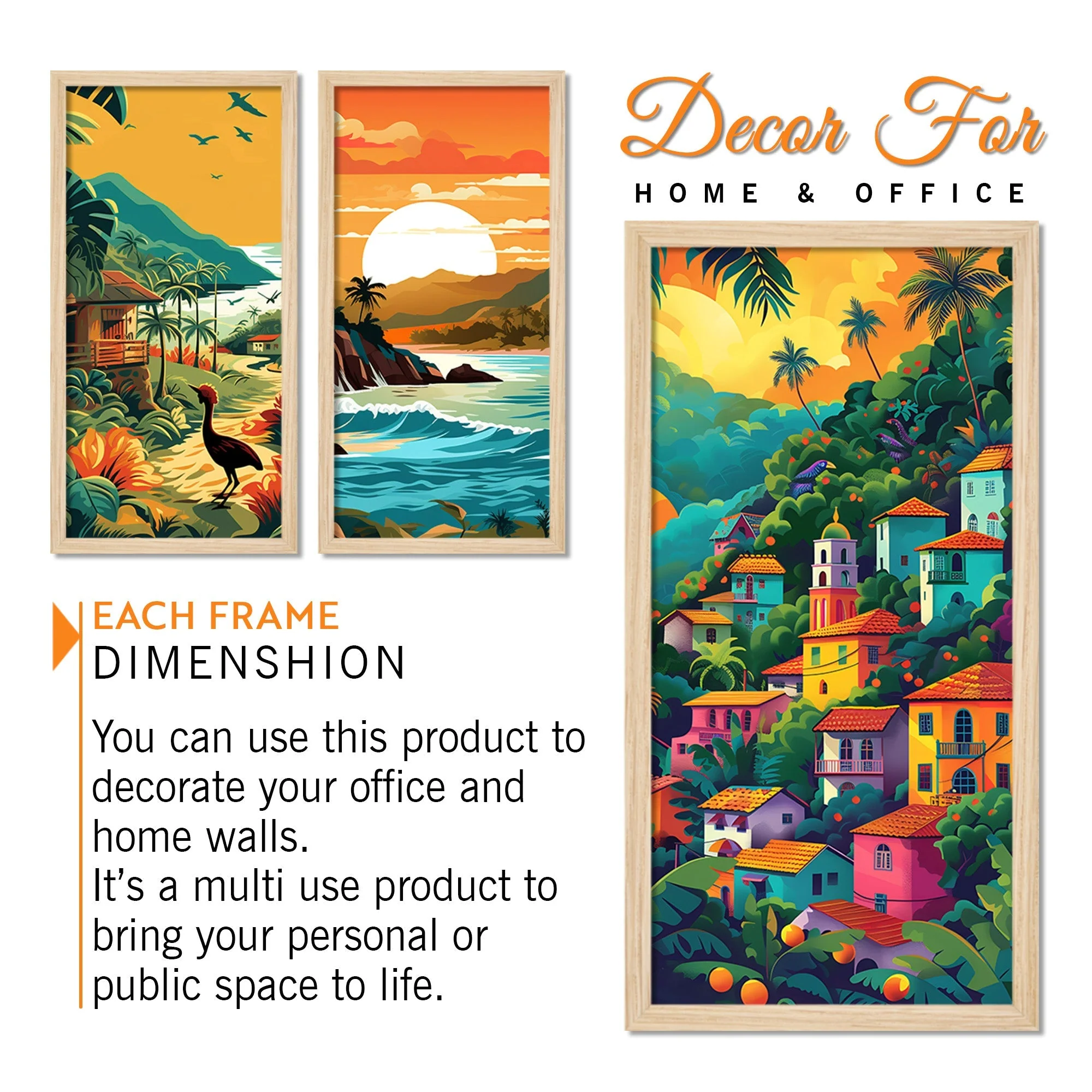 Beautiful Sunset Nature View Wooden Wall Frame Set of Three - Image 5