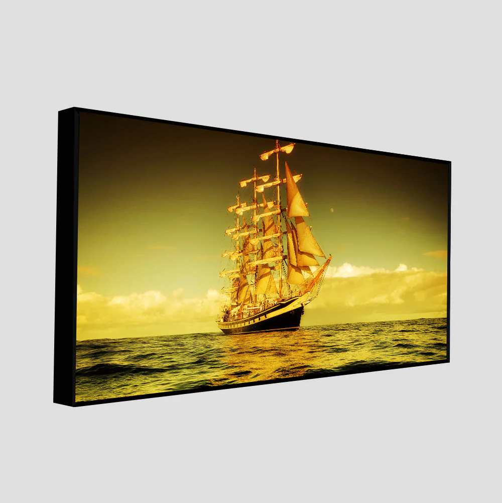 Beautiful Sunset Sailing Ship Wall Painting - Image 5