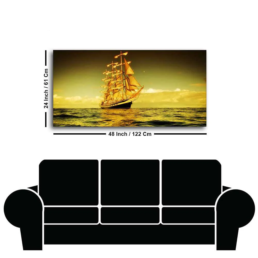 Beautiful Sunset Sailing Ship Wall Painting - Image 7