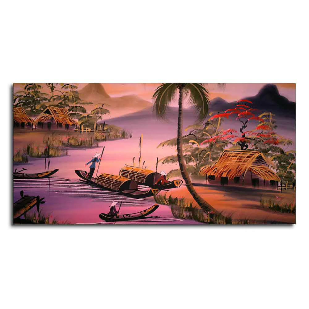 Beautiful Sunset Scenery Canvas Wall Painting - Image 4