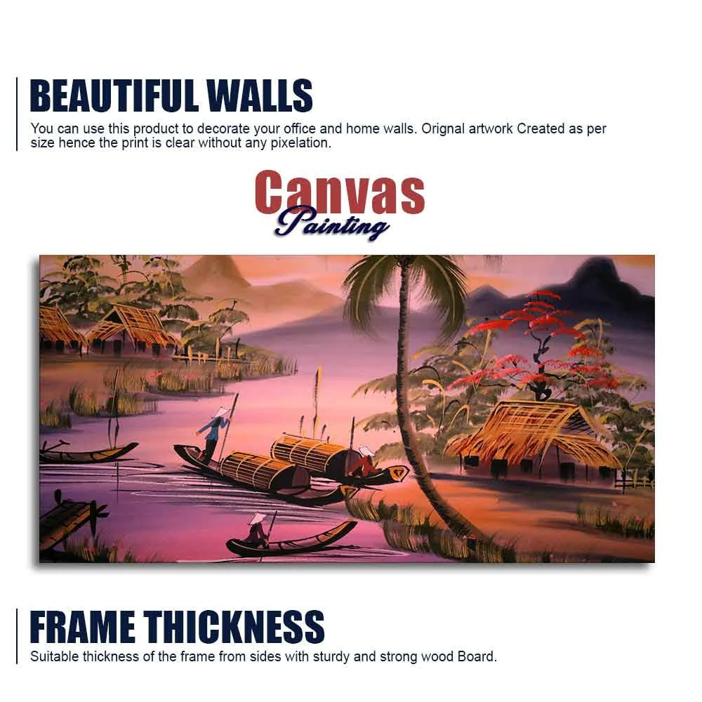 Beautiful Sunset Scenery Canvas Wall Painting - Image 6