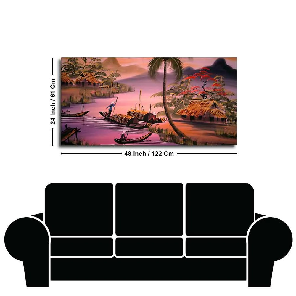Beautiful Sunset Scenery Canvas Wall Painting - Image 7