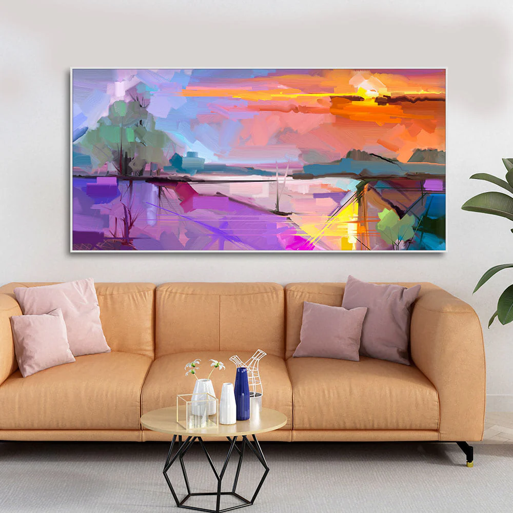 Beautiful Sunset View Abstract Art Canvas Wall Painting - Image 3